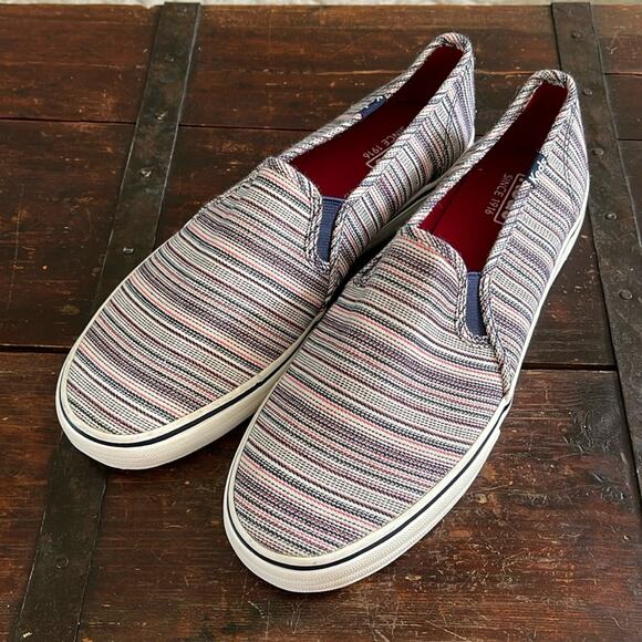 Keds Striped Double Decker Slip On Shoes Size 9.5 - Picture 1 of 7